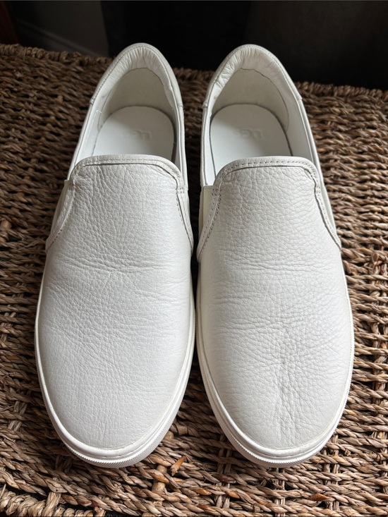 UGG Shoes - UGG White Leather Slip-On Loafers
